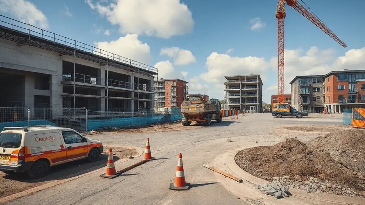 The site involved in Altrincham building projects, near Manchester, seen from a distance